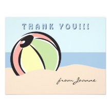 Hip and Fun Beach Ball Note Card Invitation