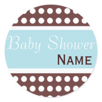 Hip Blue and Brown Baby Shower Sticker