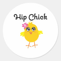 Hip Chick Round Stickers