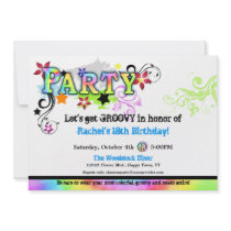 Hip Colourful 'N Groovy Party Invitation