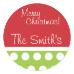 Hip Green and Red Personalized Christmas Stickers