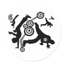 hip hop dancer round sticker
