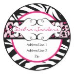 Hip Hot Pink and Black Animal Print Address Label Stickers