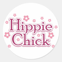 Hippie Chick Round Sticker