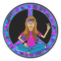 Hippie Chick Round Sticker