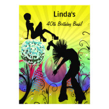 hippie disco retro  party Invitation