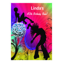 hippie disco retro  party Invitation