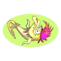 Hippie Fish Oval Sticker