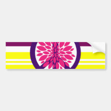 Hippie Flower Power Peace Sign on Rainbow Stripes Bumper Stickers