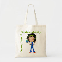 Hippie Girl Kids Peace Earth Bags