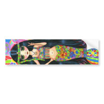 Hippie Girl Mermaid Bumper Sticker