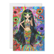 Hippie Girl Mermaid Invitation