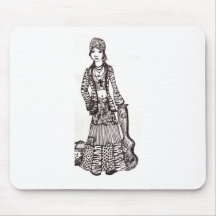 Hippie Girl with Guitar Art Custom Products Mouse Pads
