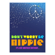 Hippie Happy 50th Birthday Peace Party Invitations