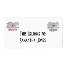 hippie hippo custom shipping label