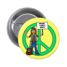 Hippie Peace Love and Unity Pinback Button