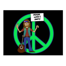 Hippie Peace Love and Unity Post Cards