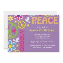 Hippie, Peace Sign, 60's theme, party invites
