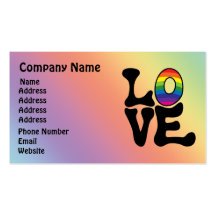 Hippie Rainbow Love Text Business Card