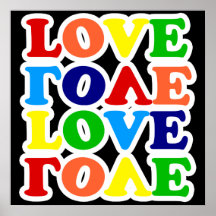 Hippie Rainbow Love Valentines Day Poster