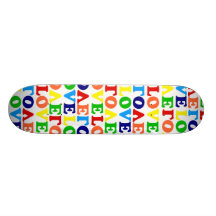 Hippie Rainbow Love Valentines Day Skate Board