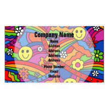 Hippie Rainbow Pattern Business Card Templates