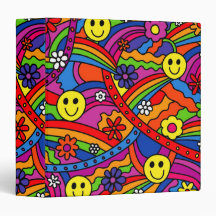 Hippie Rainbow Pattern Vinyl Binder