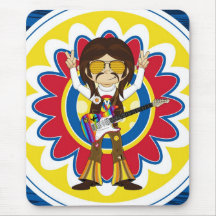 Hippie Rock Star with Guitar Mousepad