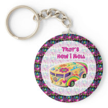 hippie van how i roll key chains