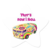 hippie van retro  how i roll sticker