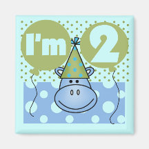 Hippo 2nd Birthday Tshirts and Gifts Refrigerator Magnet