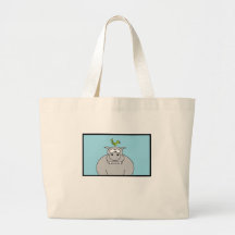 Hippo and Bird Canvas Bag