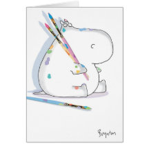HIPPO ARTIST Birthday Greeting Cards