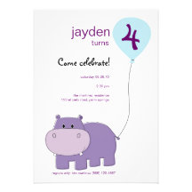 Hippo Birthday Invitation
