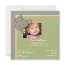 Hippo Birthday Party Personalized Invite