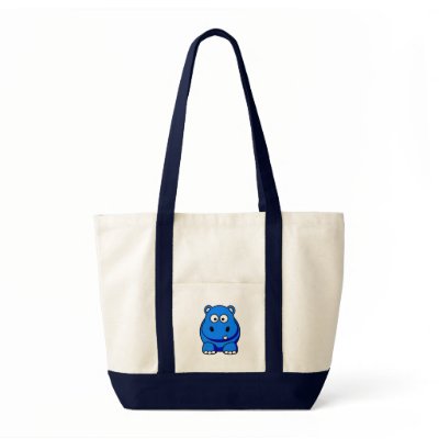 Hippo Blue Canvas Bags by OnlyFunStuff