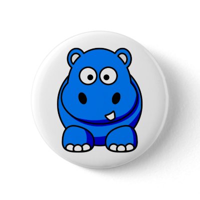 Hippo Blue Button by OnlyFunStuff