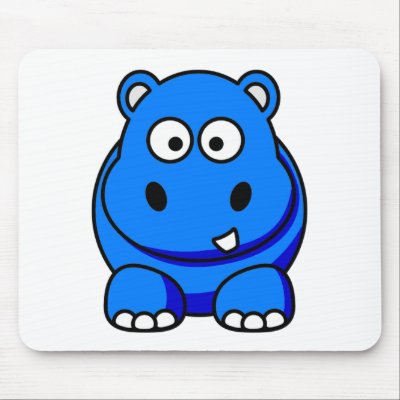 Hippo Blue Mouse Pad by OnlyFunStuff