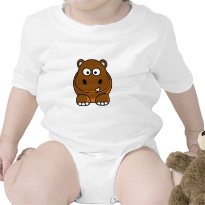 Hippo Brown Baby Creeper by OnlyFunStuff