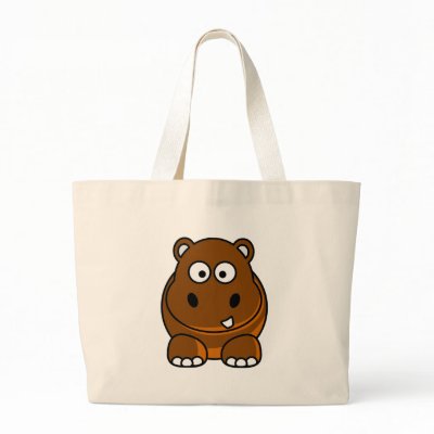 Hippo Brown Canvas Bag by OnlyFunStuff