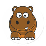 Hippo Brown Stickers