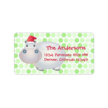 Hippo Christmas Return Address Labels