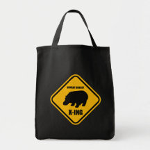 Hippo Crossing X-ing Sign Tote Bag