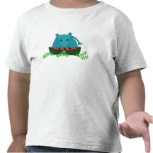 Hippo Eating Watermelon Tees