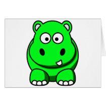 Hippo Green Greeting Cards