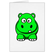 Hippo Green Greeting Cards