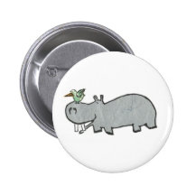 Hippo hanging out with his bird friend pin