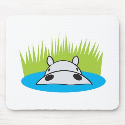 hippo hiding in water mouse mat by doonidesignsanimals