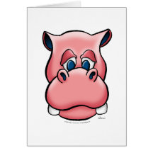 Hippo (pink) greeting cards