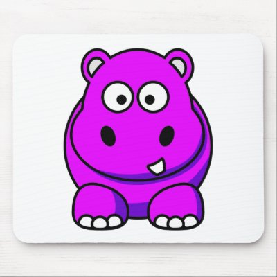 Hippo Pink Mousepads by OnlyFunStuff